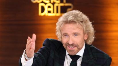 Archivbild: Jan Woitas/dpa
Showmaster Thomas Gottschalk moderiert am Samstag wieder die ZDF-Show «Wetten, dass..?