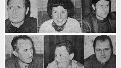 Bild: Archiv FGV Speichersdorf/exb
Die erste FGV-Vorstandsriege 1973 bildeten (oben von links) Obmann Siegfried Schäller, Stellvertretende Obfrau Lisa Rumsauer, Kassier Friedhart Gähler, (unten von links) Schriftführer Helmut Flögel, Wanderwart Oswald Beierlein und Wegewart Alfred Höcht.