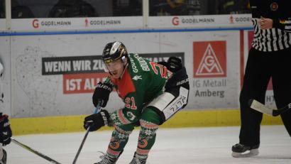 Archivbild: Andreas Brückmann
Der ERSC Amberg verlor am Sonntag mit 3:4 in Kempten. Ryan Boucher traf zur zwischenzeitlichen 3:2-Führung.