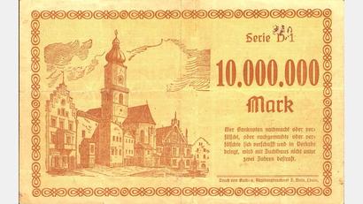 Bild: Staatsarchiv Amberg, Sammlungen 15/exb
Notgeld der Stadt Cham von 1923.