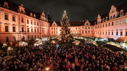 Archivbild: Armin Weigel/dpa
Weihnachtsmärkte werden heuer eher als Event gefeiert. Dazu gehört viel Beleuchtung, Kulinarisches und Kunsthandwerk – wie beim Romantischen Weihnachtsmarkt Thurn und Taxis in Regensburg.