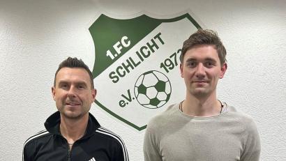 Bild: Thomas Hüttner/exb
Bastian Ellmaier (rechts) und sein Co-Trainer Thomas Pirner bilden ab Sommer 2024 das Trainerduo bei Bezirksligist 1. FC Schlicht.