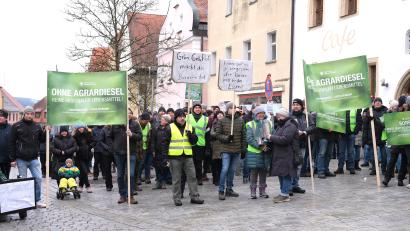 Bild: Hirsch
600 Demonstranten versammeln sich am Samstag zur Kundgebung auf dem Nabburger Marktplatz.