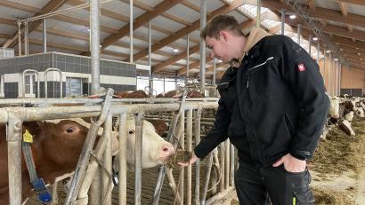 Bild: kmo
Die Liebe zu den Tieren treibt ihn an: Junglandwirt Franz Kick (23) aus Schirmitz ist bei Betrieben im Landkreis Tirschenreuth angestellt. Auch er ist mit der aktuellen Politik nicht einverstanden.