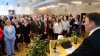 Bild: Kunz
Rund 250 geladene Gäste begrüßt Oberbürgermeister Jens Meyer zum Neujahrsempfang.