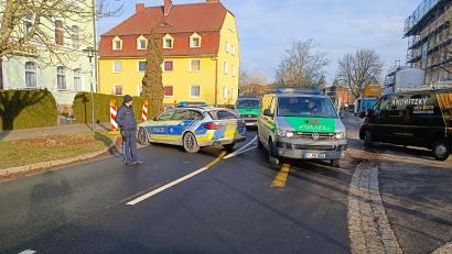 Bild: nic
Die Polizei war wegen einer Bombendrohung an der Berufsschule in Wiesau im Einsatz.