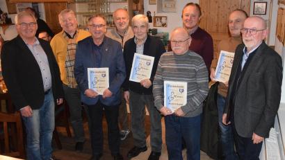 Bild: bö
Langjährige Mitglieder zeichnet der Männergesangverein Schmidmühlen aus (von links): Zweiter Bürgermeister Martin Bauer, Paul Böhm, Karl Bauer, Josef Popp, Josef Metz, Manfred Rudolf, Karl Fochtner, Michael Eckmeder und Vorsitzender Ernst Lesser.