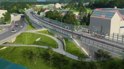Grafik: Deutsche Bahn/exb
So könnte es in Nabburg aussehen, wenn die Innerortsumgehung gebaut, der Bahnhof in die Georgenstraße verlegt wird und die Lärmschutzwände stehen.