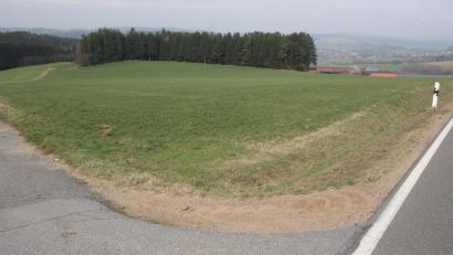 Bild: frd
Der geplante Solarpark Sallach II liegt von Niedermurach kommend an der Straße rechts zwischen Schwaighof und dem Ortseingang von Sallach. An der rechten Waldspitze sind noch Gebäude vom Schwaighof zu sehen.