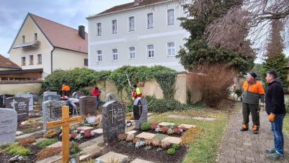 Bild: Sandra Henselmann/exb
Nach dem Rückschnitt können sich die Sträucher an der Friedhofsmauer in Fürnried wieder erneuern.