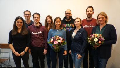 Bild: tra
Die neue Spartenleitung der Tennisabteilung der DJK Ensdorf (von links): Melena Sommerer, Florian Koller, Fabian Westiner, Anna Straßburger, Linda Trager, Christoph Müller, Spartenleiterin Nadine Wenzlik, Christopher Bias und Sabine Müller.