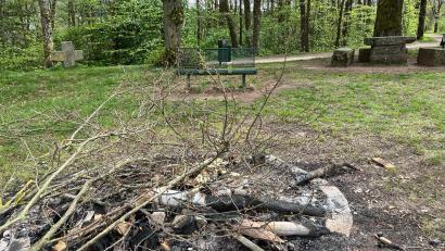 Bild: Gabi Schönberger
An dem idyllischen Picknick-Platz beim Steinernen Tisch finden sich die Überreste des Feuers.