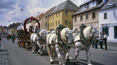 Archivbild: Wolfgang Erhart/exb
Ein bunter Festzug bewegte sich im Jahr 2000 zum Heimatfest durch die Waldershofer Straßen.