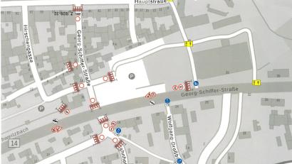 Bild: Bauamt der Stadt Hirschau/exb
Darstellung der Verkehrseinschränkungen in der Hirschauer Innenstadt durch den Umbau der Georg-Schiffer Straße vom Marktplatz bis zur Ampel bei der Ortsumgehung.