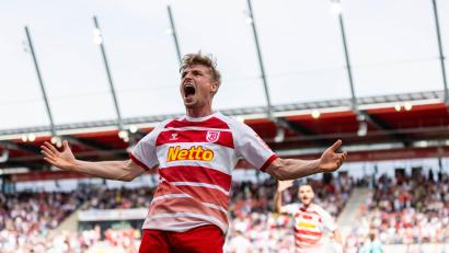 Bild: Sascha Janne
Elias Huth jubelt nach seinem Tor zum 1:1.