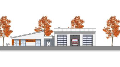Bild: Architekturbüro Atelier 13 GmbH/exb
Die Feuerwehr Hohenkemnath erhält ein neues Gerätehaus. Das Bild zeigt die östliche Ansicht dieser geplanten Investition in Höhe von einer Million Euro.