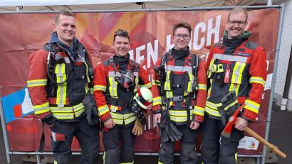 Bild: sis
Den Atemschutz-Leistungswettbewerb absolvierten (von links) Jonas Fillep, Sven Hirschinger (beide Feuerwehr Poppberg), Andreas Müller (Feuerwehr Schwend) und Johannes Fillep (Feuerwehr Poppberg).