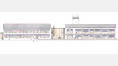 Grafik: Brückner &amp; Brückner Architekten
Für die Ganztagsbetreuung der Buben und Mädchen soll die Grundschule mit dem benachbarten Feuerwehrhaus verbunden werden.