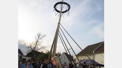 Bild: sei/exb
Mehrere Vereine haben am Dienstag in Mantel den Maibaum aufgestellt.