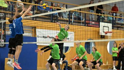 Bild: Hubert Ziegler
Die U18-Mannschaft des VC DJK Amberg (grüne Trikots) musste sich trotz manch spektakulären Punktgewinns mit dem letzten Platz bei der deutschen Meisterschaft zufriedengeben.