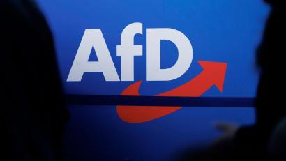 Bild: Carsten Koall/dpa/Symbolbild
Blick auf das Parteilogo bei einem AfD-Bundesparteitag.