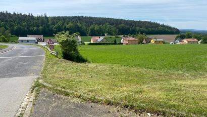 Bild: Wilhelm Amann
Auf dieser bisher landwirtschaftlich genutzten Fläche, die sich direkt an die bisherige Bebauung in Bergelshof (hinten) anschließt und bis kurz vor das Gelände der Bereitschaftspolizei herauf reicht, sollten die 16 neuen Bauplätze entstehen.