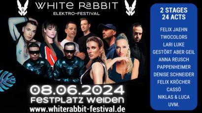 Bild: White Rabbit Festival
Erlebe bekannte Namen der Elektroszene live auf der Bühne des "White Rabbit" Festivals - von Felix Jaehn über Anna Reusch bis hin zu Cassö und vielen mehr.