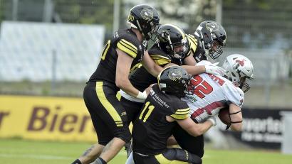 Archivbild: Hubert Ziegler
Die Amberg Mad Bulldogs, Szene aus der Partie gegen die Franken Knights, empfangen am Samstag den Landsberg X-Press.