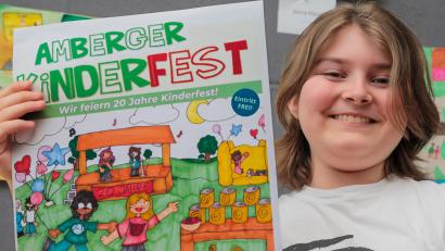 Bild: Wolfgang Steinbacher
Anni Ridingers Bild vom Kinderfest ziert diesmal das Plakat für das Event am 21. Juli. Die Schülerin des Erasmus-Gymnasiums hat beim Plakatwettbewerb der Stadt Amberg den 1. Platz belegt.