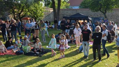 Bild: dob
Bestens aufgelegte Menschen, laute Livemusik und friedvolles Feiern kennzeichneten das Open-Sound-International-Festival im Schlossgarten am Samstagabend.