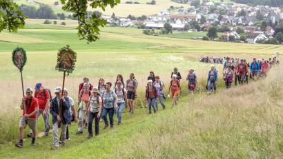 Bild: Alfred Haertl/exb
Die Wallfahrer aus Hirschau und Ehenfeld kurz vor dem Ziel beim Anstieg zum Mariahilfberg.