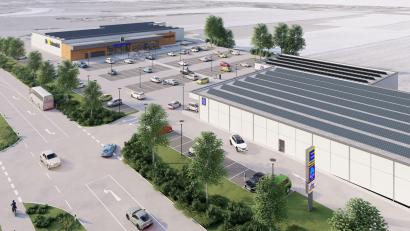 Grafik: W.S. Gewerbebau GmbH aus Uhlstädt-Kirchhasel
So soll das neue Versorgungszentrum an der Marktredwitzer Straße in Waldershof aussehen.