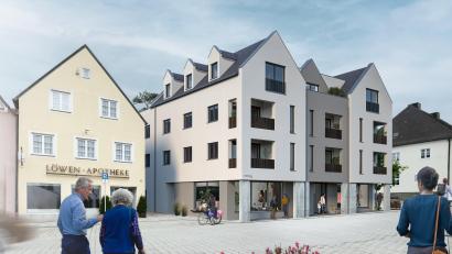 Grafik: bildraumwest
So könnte das neue Gebäude am Stadtplatz zukünftig aussehen. Regerbau und Architekt Andreas Greiner legte den Stadträten ihr Konzept vor.