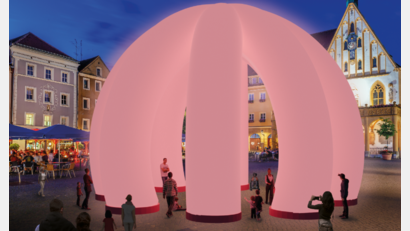 Bildmontage: Büro Wilhelm/exb
So, wie diese Fotomontage zeigt, wird sich der Amberger Marktplatz bei der diesjährigen Luftnacht am 7. September präsentieren.