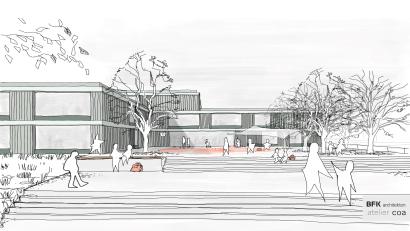 Symbolbild: BFK Architekten, .atelier coa/exb
So soll das neue Schulgebäude aussehen.