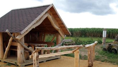 Bild: jma
Schutz vor stechender Sonne oder Regen: Die neue Panoramahütte bei Auerbach entstand auf Initiative des Naturliebhabers Thomas Pickel. Ein Bekannter errichtete sie für ihn. Nun kann sie von jedem genutzt werden.