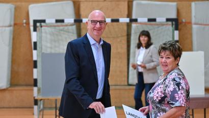 Bild: Patrick Pleul/dpa
Dietmar Woidke steht seit elf Jahren an der Spitze der Landesregierung, nun könnte es eine Fortsetzung geben.
