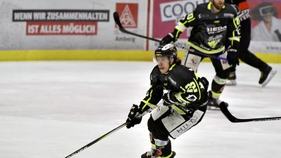Bild: Hubert Ziegler
Hunter Fortin erzielte den entscheidenden Treffer zum Amberger 4:3-Sieg in Schönheide.
