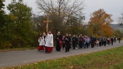 Bild: swo
Zahlreiche Gläubige aus der Pfarrei Gebenbach und darüber hinaus machen sich, angeführt von Diözesanbischof Rudolf Voderholzer (mit Hut) hinter dem Kreuz, auf den gut zwei Kilometer langen Pilgerweg zur Wolfgangskirche in Atzmannsricht.