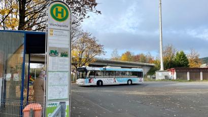 Bild: Gabi Schönberger
Eine Seniorin wartet an der Haltestelle "Wendeplatte" in Ullersricht auf den Bus der Linie 1 ins Weidener Stadtzentrum.