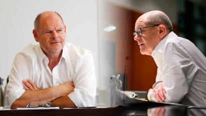 Bildmontage: BFV/Bundespresseamt (Montage BFV)
BFV-Schatzmeister Jürgen Faltenbacher (links) wird immer wieder mit Bundeskanzler Olaf Scholz verwechselt.