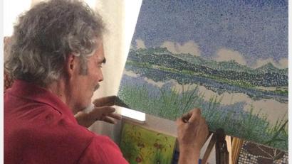 Bild: Hermann Stepper
Walter Wißmath an der Staffelei. Der gebürtige Nürnberger, der lange in Amberg lebte, war ein Meister des "Pointillismus".