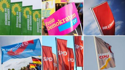 Archivbild: dpa
Fahnen der Parteien Bündnis 90/Die Grünen, FDP, Die Linke, AfD, SPD und CDU. Deutschland wählt im Februar 2025 einen neuen Bundestag.