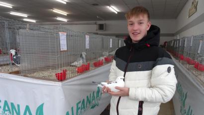 Bild: gz
Der jüngste Teilnehmer mit 15 Jahren ist Jim Götz aus Erlbach/Thüringen, der für seine beste Show-Racer-Taube in der Farbe gescheckt ein "Sehr gut" erhält.