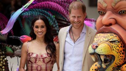 Bild: Ivan Valencia/AP/dpa
Nicht mehr im Dienste der Krone: Meghan und Harry - hier bei einem Besuch in Kolumbien. (Archivbild)