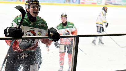 Archivbild: Hubert Ziegler
Brendan Walkom vom ERSC Amberg (Szene aus einem früheren Spiel) hatte am Sonntagabend und in der Nacht zum Montag gleich doppelten Grund zur Freude. Erst schoss er den ERSC Amberg zum Sieg, dann wurde er Vater eines Sohnes.