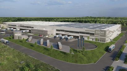 Bild: GOLDBECK Nord GmbH /exb
Vor einem Jahr präsentierte die Visualisierung ein geplantes Logistikzentrum der Thielemann-Group. Jetzt soll der Bau bald starten.