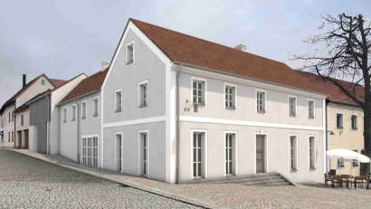 Grafik: Architekturbüro Greiner/Markt Bad Neualbenreuth/exb
Nach dem Abschluss der Sanierung soll das Anwesen Marktplatz 4 so aussehen. Ein Drittel der Fläche im Gebäude wird der Dorfladen nutzen. Die anderen Räumlichkeiten stehen etwa für die Musikschule oder für die Krabbelgruppe zur Verfügung.