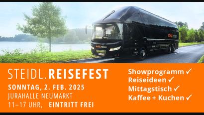 Bild: exb
Am 2. Februar findet wieder das Steidl.Reisefest in der Jurahalle statt.