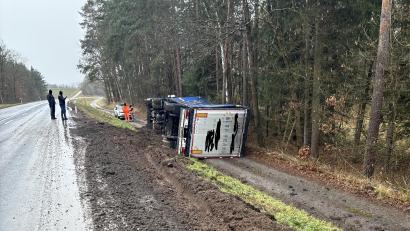 Bild: Polizeiinspektion Neustadt a.d.Waldnaab, Franz, PHK
Der LKW kam von der Straße ab und musste anschließend von einer Spezialfirma bewegt werden.